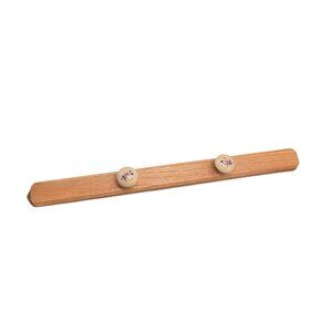 Wooden Quilt Hanger With Floral Ceramic Knobs 16" Wall Mount
